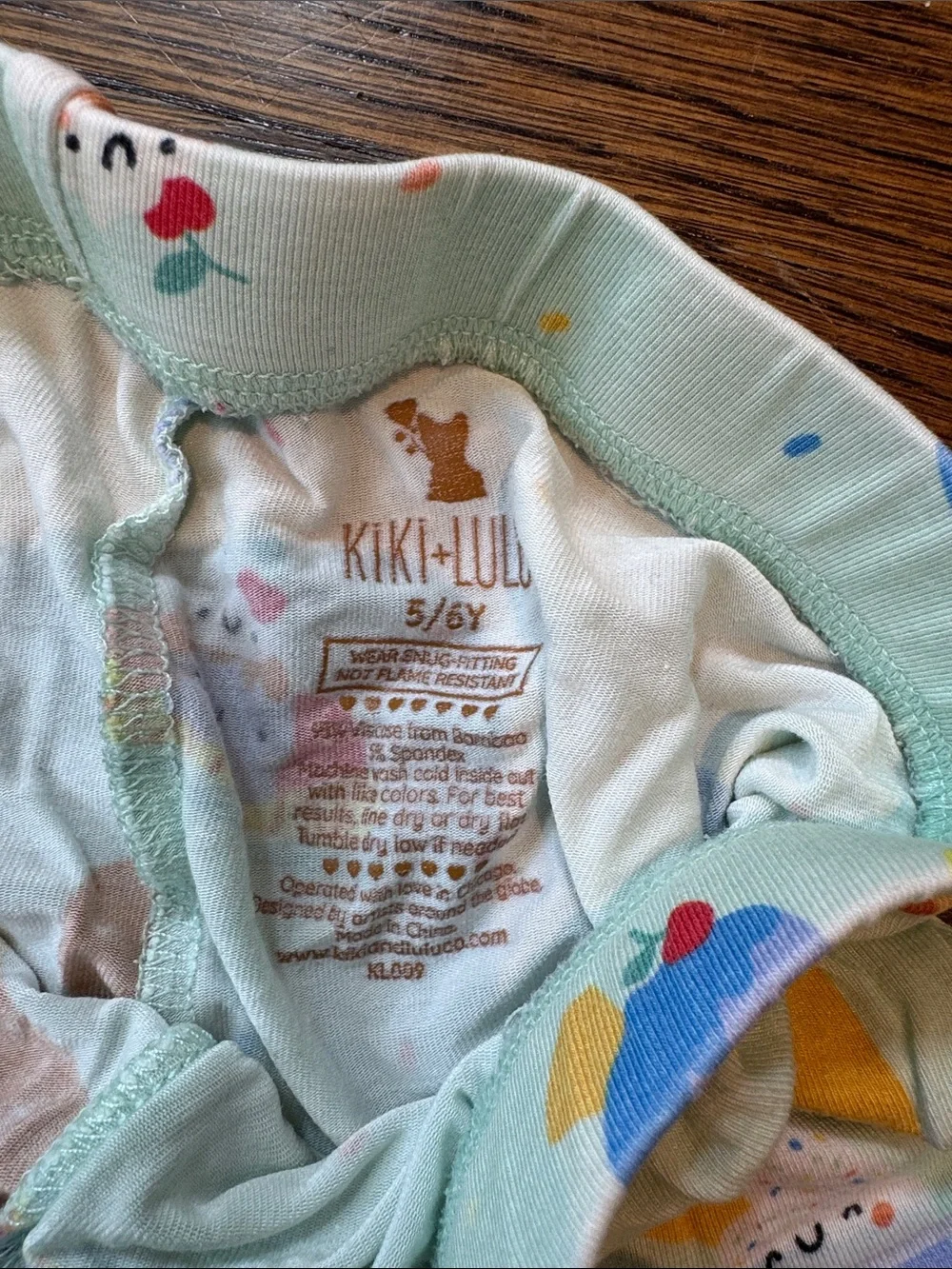 Kids Ice Cream Print Mint Trim Pajama Set